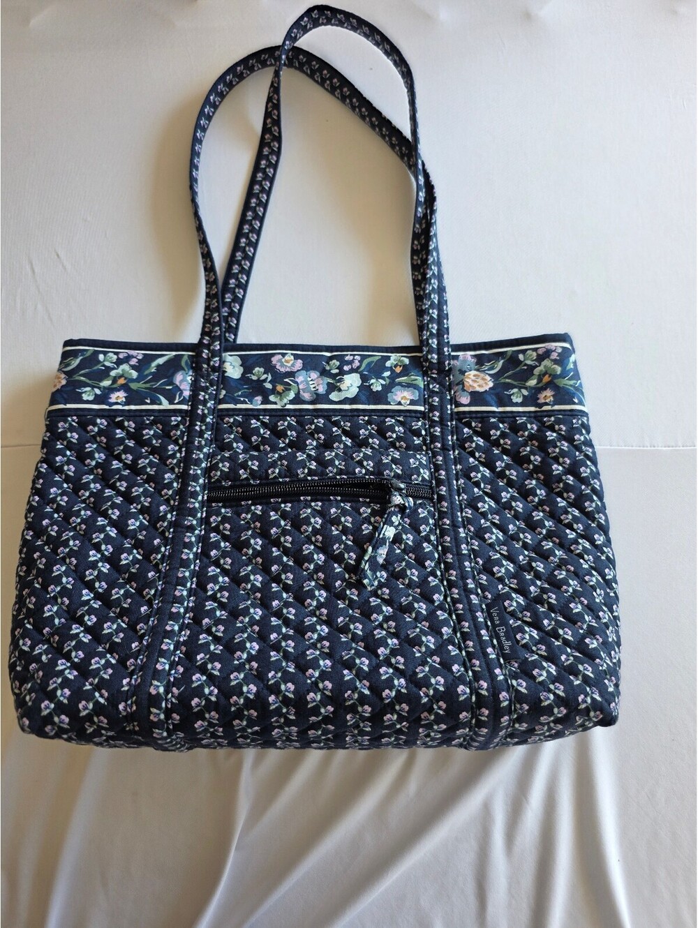 Vera Bradley Quilted Small Navy Floral Tote Bag Perennial Buds